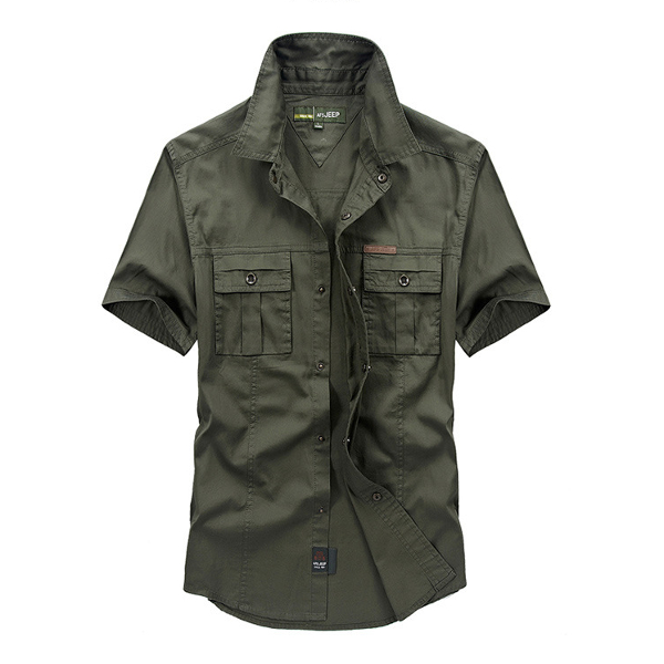 Designer Summer Mens Military Double Pocket Solid Color Casual Short ...