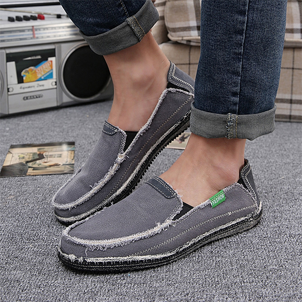 Men Vintage Elastic Panels Low-top Canvas Loafer Casual Shoes - NewChic