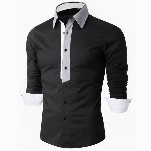 Designer Business Casual Solid Color Turn-Down Slim Fit Long Sleeve ...