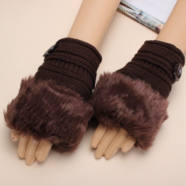 Hot-sale Crochet Knitted Fingerless Keyboard Gloves Half Finger Button ...